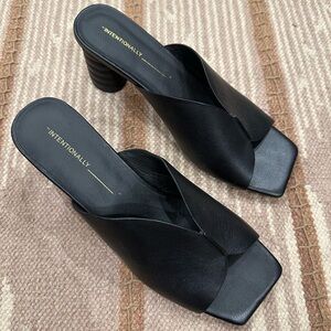 Anthropologie Intentionally Blank Black Leather Heels